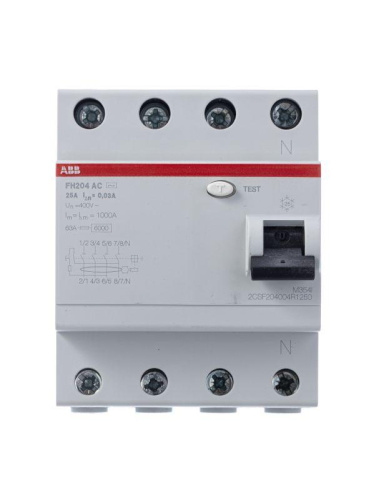 Выключатель дифференциального тока УЗО 4мод. FH204 АС-25/0,03 ABB фото 3