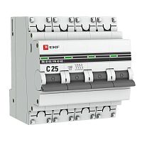 Автоматический выключатель 4P 25А (C) 4,5kA ВА 47-63 EKF PROxima mcb4763-4-25C-pro