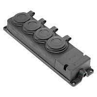 Колодка каучуковая четырехместная с крышками 230В 2P+PE 16A IP44 EKF PRO RPS-020-16-230-