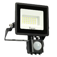 Прожектор светодиодный с датчиком движения 20W 6400K 230V черный IP44, LL-906 FERON