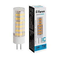 Лампа светодиодная, (7W) 230V G4 6400K JCD, LB-433 FERON