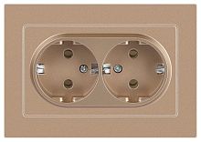 Розетка Intro Accent 6-205-04 2X2P+E Schuko, 16А-250В, IP20, СУ, AL/CU, шампань