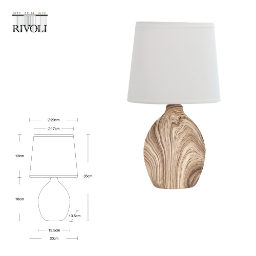 Настольная лампа Rivoli Chimera 1 * Е14 40 Вт керамика светлое дерево фото 3
