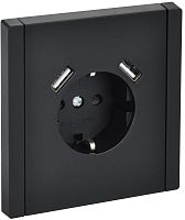 Розетка FORTE&PIANO FP145 16А USB A+A 3.1А с заземл. защ. штроки винт. крепл. черн. IEK FP-R14-16-U21-D31-K02