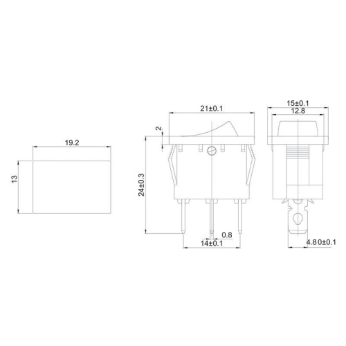 Выключатель клавишный 250V 6А (3с) ON-OFF красный с подсветкой Mini (RWB-206, SC-768) REXANT фото 2