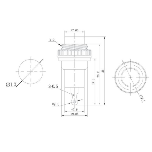 Выключатель-кнопка металл 220V 2А (2с) OFF-(ON) Ø10.2 красная Mini (RWD-213) REXANT фото 2