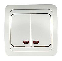 Выключатель 2-кл. СП Classico 2123 10А IP20 с подсветкой бел. ASD / IN HOME 4680005959877