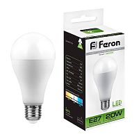 Лампа светодиодная, (20W) 230V E27 4000K A65, LB-98 FERON