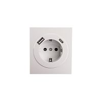 Розетка STRONG 1-ая с/з с/у з/ш 16А с USB A+C быстрой зарядки 5В/3А жемчуг KRANZ