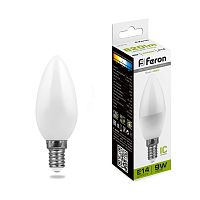 Лампа светодиодная, (9W) 230V E14 4000K C37, LB-570 FERON