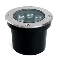 Светодиодный светильник тротуарный (грунтовый) Feron SP2802, 6W, AC/DC12-24V, низковольтный, 3000К, металлик, D120*H90mm, вн.диаметр: 90mm, IP67