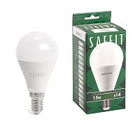 Лампа светодиодная, 15W 230V E14 6400K G45, SBG4515 SAFFIT