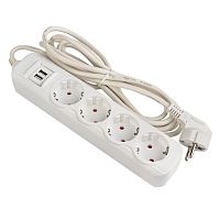 Удлинитель "Эксперт" 4 гнезда 5 метров 16А/3,5кВт с 2 USB 2,1А ПВС 3х1 EKF UBA16-2USB-4-05i