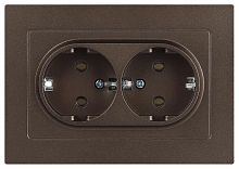 Розетка Intro Accent 6-205-08 2X2P+E Schuko, 16А-250В, IP20, СУ, AL/CU, бронза
