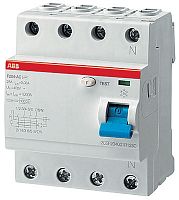 Выключатель дифференциального тока УЗО 4мод. F204 АС-25/0,1 ABB