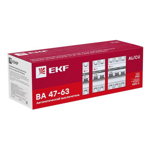 Выключатель автоматический модульный 3п C 10А 4.5кА ВА 47-63 PROxima EKF mcb4763-3-10C-pro фото 4