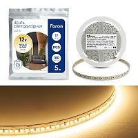 Лента светодиодная, 180SMD(2835)/m 17W/m 12V 5m 3000К, LS616 FERON