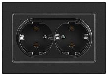 Розетка Intro Accent 6-205-07 , 2X2P+E Schuko, 16А-250В, IP20, СУ, AL/CU, графит
