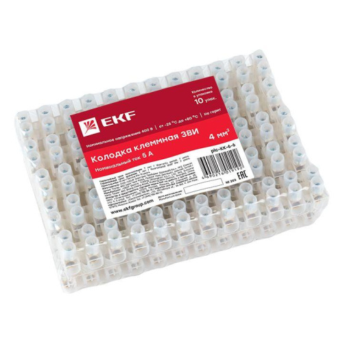 Колодка клеммная 6кв.мм 6А полиэтилен PROxima EKF plc-KK-6-6 фото 2