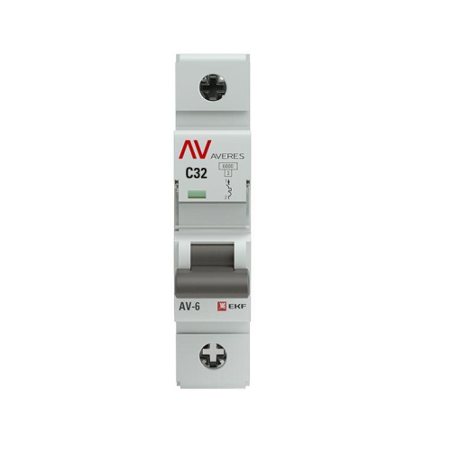 Выключатель автоматический модульный 1п C 32А 6кА AV-6 AVERES EKF mcb6-1-32C-av фото 2