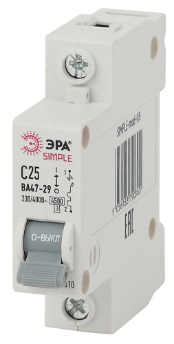 Автоматический выключатель ЭРА SIMPLE SIMPLE-mod-05 ВА 47-29 1P 25А кривая C 4,5кА фото 2