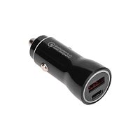 Автозарядка в прикуриватель АЗУ USB-A (QC 3.0)+USB-C (PD), 38Вт черная REXANT
