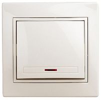 1-102-02 Intro Выключатель с подсветкой, 10А-250В, IP20, СУ, Plano, сл.кость (10/200/2400)
