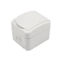 Розетка одноместная Mini OG IP54 с/з, о/у, белая KRANZ