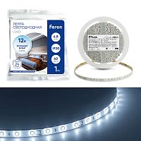 Лента светодиодная, 60SMD(2835)/m 4.8W/m 12V 1m 6500К , LS603 FERON
