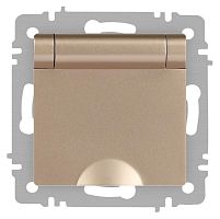 Розетка Intro Accent 6-203-04 2P+E Schuko с крышкой, 16А-250В, IP20, СУ, шампань