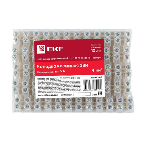Колодка клеммная 6кв.мм 6А полиэтилен PROxima EKF plc-KK-6-6 фото 4