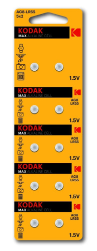 Батарейки Kodak AG8 (391) LR1120, LR55 [KAG8-10] MAX Button Cell (100/1000/98000) фото 2