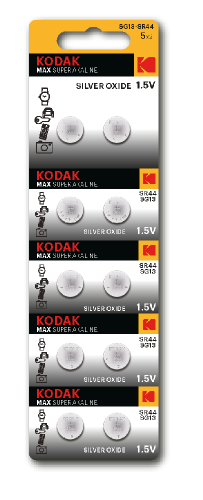 Батарейки Kodak SG13 (357) SR1154, SR44 MAX Silver Oxid Button Cell (10/100/2000)