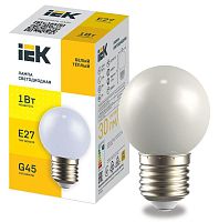 Лампа LED декор. G45 шар 1Вт 230В теплый белый E27 IEK