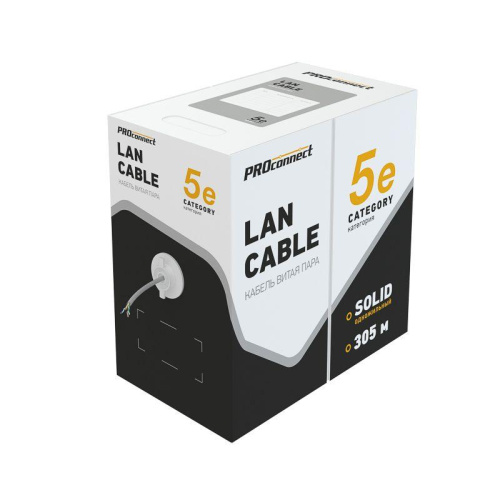 Интернет кабель витая пара с экраном FTP 2х2х24AWG кат.5e solid CCA PVC сер. 305м (м) PROCONNECT 01- фото 2