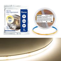Светодиодная LED лента Feron LS530, 320SMD(2110)/м 8Вт/м 24V 5000*8*1.8мм 3000К