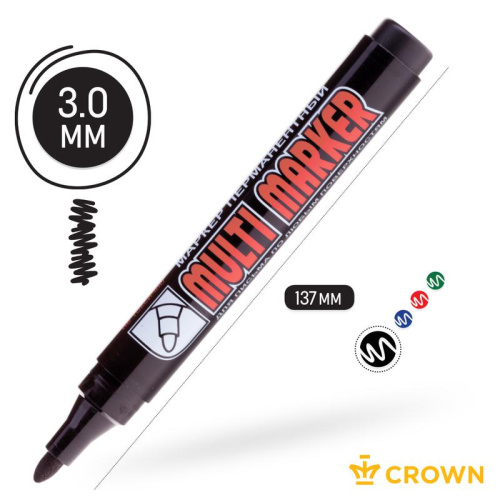 002676 Crown Маркер перманентный MULTI MARKER, ЧЕРНЫЙ пулевидный 3мм (CPM-800) (12/720/14400) фото 2