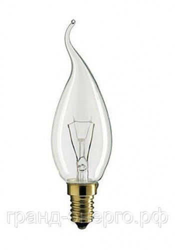 DECOR С35 FLAME CL 40W E14  (230V) FOTON_LIGHTING  (S107) -  лампа свеча на ветру прозрачная