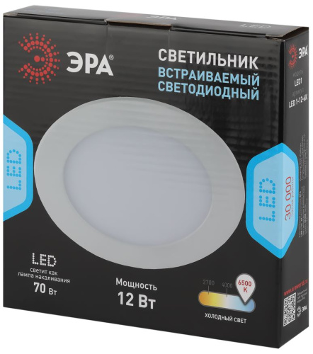 LED 1-12-6K Светильник ЭРА светодиодный круглый LED 12W 220V 6500K (30/630) фото 9