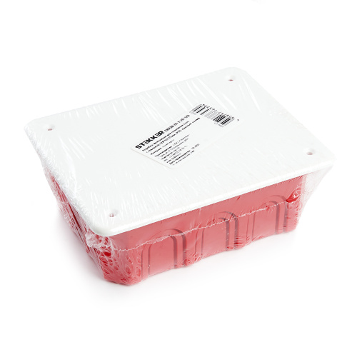 Коробка монтажная для сплошных стен, с крышкой, 120*92*45мм STEKKER EBX30-01-1-20-120, красный фото 3