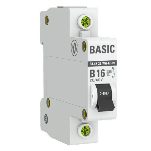 Автоматический выключатель 1P 16А (B) 4,5кА ВА 47-29  Basic mcb4729-1-16-B