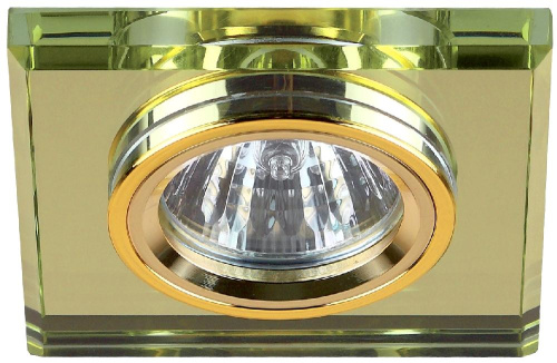 DK8 GD/YL Светильник ЭРА декор стекло квадрат MR16,12V/220V, 50W, золото/зеркальный желтый (50)
