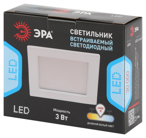 LED 2-3-4K Светильник ЭРА светодиодный квадратный LED 3W  220V 4000K (100/1400) фото 13