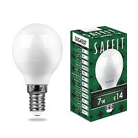 Лампа светодиодная, 7W 230V E14 4000K G45, SBG4507 SAFFIT