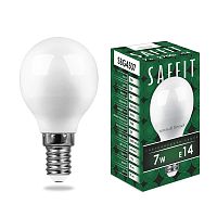 Лампа светодиодная, 7W 230V E14 2700K G45, SBG4507 SAFFIT