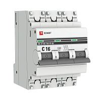 Автоматический выключатель 3P 16А (C) 4,5kA ВА 47-63 EKF PROxima mcb4763-3-16C-pro